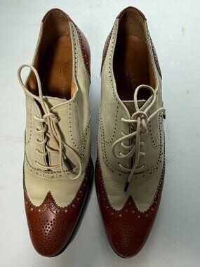 Vintage Ralph Lauren Oxford shoes, Brown/Ivory leather shoes.